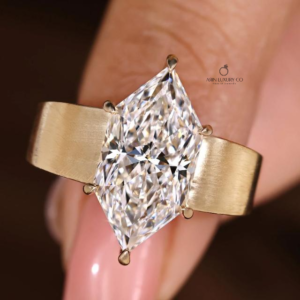 Dutch Marquise Cut Diamond Solitaire Ring with Wide Comfort Fit Band Solid Gold Engagement Ring Modern Minimalist Luxury Bridal Jewelry