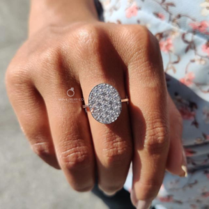 Oval Cluster Diamond Ring with Round Cut Diamonds Inside Oval Setting Elegant Solitaire Style Engagement Ring Solid Gold Luxury Bridal Jewelry
