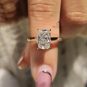 Elongated Cushion Cut Diamond Ring Solitaire Engagement Ring Classic Slim Gold Band Elegant Bridal Jewelry Luxury Lab Grown Diamond Statement Ring