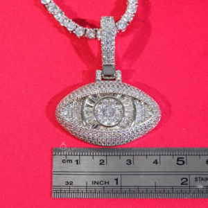 Hip Hop Eye Pendant Necklace, Evil Eye Pendant, Iced Out Diamond Eye Jewelry, Luxury Statement Pendant, Men's Rapper Streetwear Jewelry