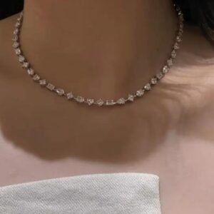 Multi Shape Diamond Necklace Elegant Tennis Necklace Luxury Diamond Jewelry Round Princess Cut Statement Necklace Bridal Gift